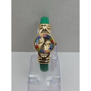 Le Murrine Veneziane Murano Glass Womens Quartz Watch Green Leather New Battery